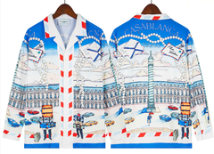 Casablanca Par Avion Airmail Monument Silk-Style Shirt - White / Blue