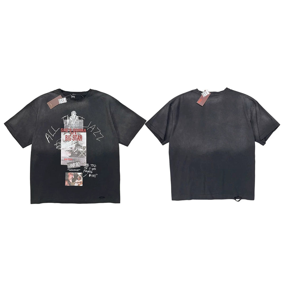 PALY Hollywood Vintage Jazz & Collage Graphic T-Shirt - Black