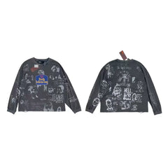 PALY Hollywood Vintage All-Over Doodle Long-Sleeve T-Shirt - Black