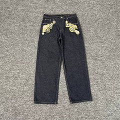 Derschutze Black Vintage Badge Embellished Jeans