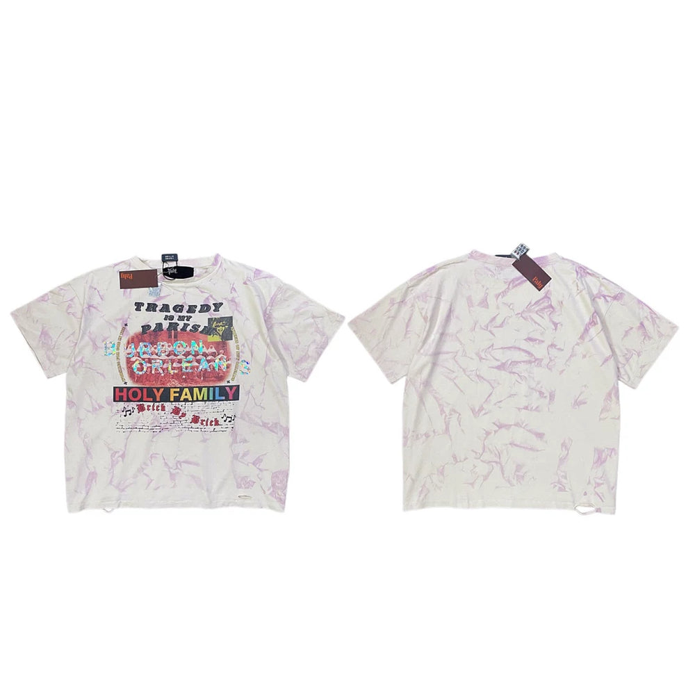 PALY Hollywood Purple Tie-Dye Vintage Graphic T-Shirt - Purple/White