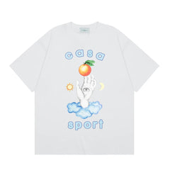 Casablanca Sport Hand & Orange Graphic T-Shirt - White