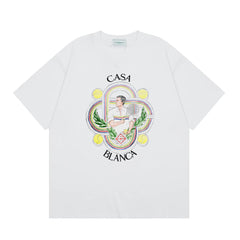 Casablanca Ornate Crest & Figure T-Shirt - White