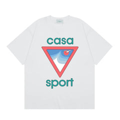 Casablanca Sport Red Triangle Horizon T-Shirt - White
