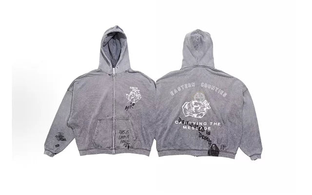 PALY Hollywood "Carrying The Message" Zip-Up Hoodie - Grey