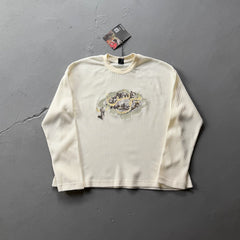 Derschutze Waffle Knit Center Landscape Long-Sleeve Tee - Cream