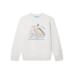 Casablanca Abstract Court Line-Art Sweatshirt - White