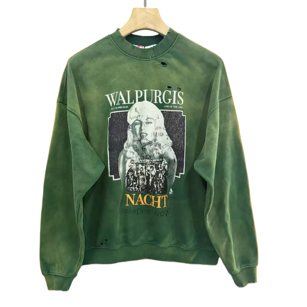 PALY Hollywood "Walpurgisnacht" Vintage Gradient Sweatshirt - Green