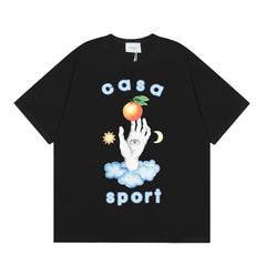 Casablanca Sport Hand & Orange Graphic T-Shirt - Black