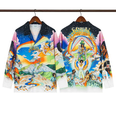 Casablanca Psychedelic Mountain & Rainbow Silk-Style Shirt - Black