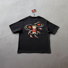 Derschutze Koi Fish & Character Graphic T-Shirt - Black