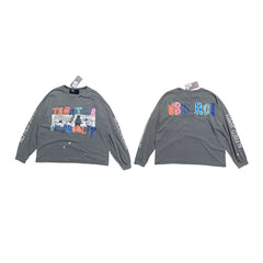 PALY Hollywood Multi-Color Slogan Graphic Long-Sleeve T-Shirt - Grey