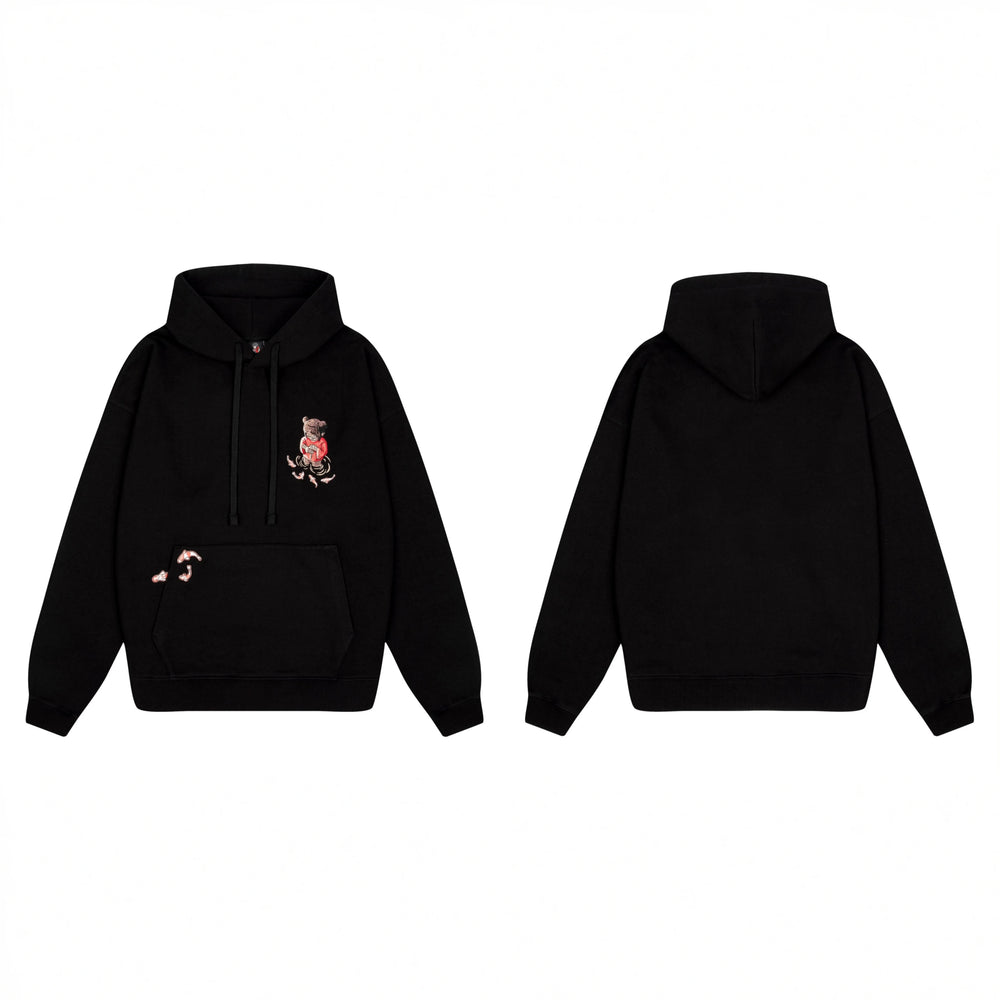 Derschutze Anime Character Graphic Hoodie - Black