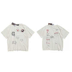 PALY Hollywood Hand-Drawn Doodle & Signature Graphic T-Shirt - Cream