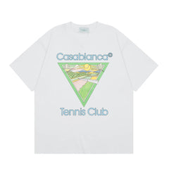 Casablanca Tennis Club Triangle Graphic T-Shirt - White