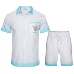 Casablanca Blue Hem Dip-Dye Set - White / Light Blue