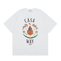 Casablanca "Casa Way" Architectural & Floral T-Shirt - White