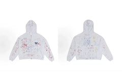 PALY Hollywood Doodle Art Zip-Up Hoodie - White