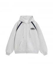 Corteiz Contrast Raglan Full-Zip Heavyweight Hoodie -Grey