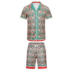Casablanca Olive Green Monogram Print Set - Olive / Red / White