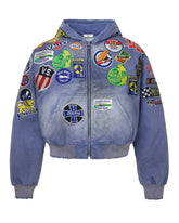 Vale Forever Passport Zip Up Denim Jacket Blue