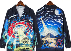 Casablanca UFO Abduction & Pyramid Silk-Style Shirt - Black