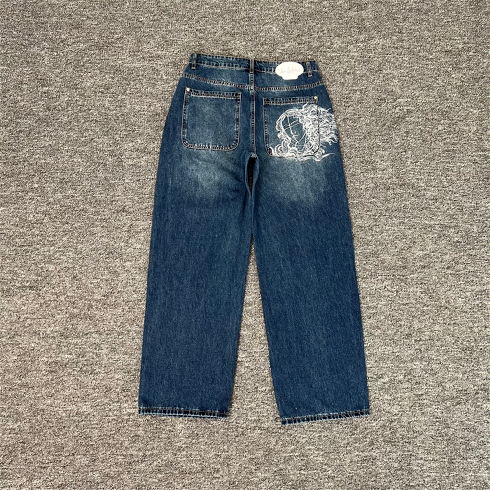 Derschutze Dark Blue Portrait Embroidery Jeans