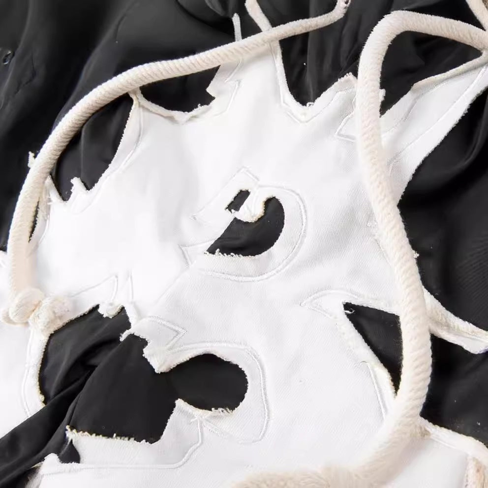 Billionaire Studios Deconstructed Star Applique Shorts - Black/White