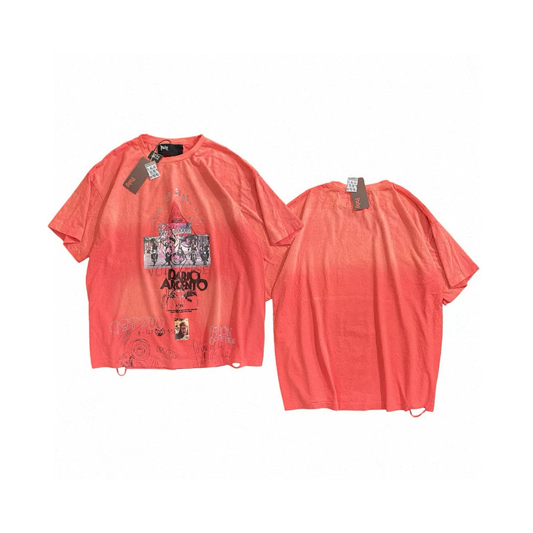 PALY Hollywood Red Gradient Vintage Collage T-Shirt - Red