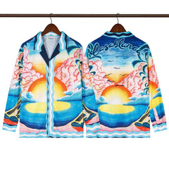 Casablanca Double Sunset Coastal Silk-Style Shirt - Multi