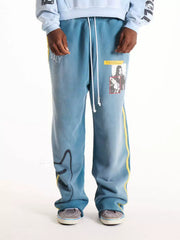 PALY Hollywood Vintage Graphic Sweatpants - Blue