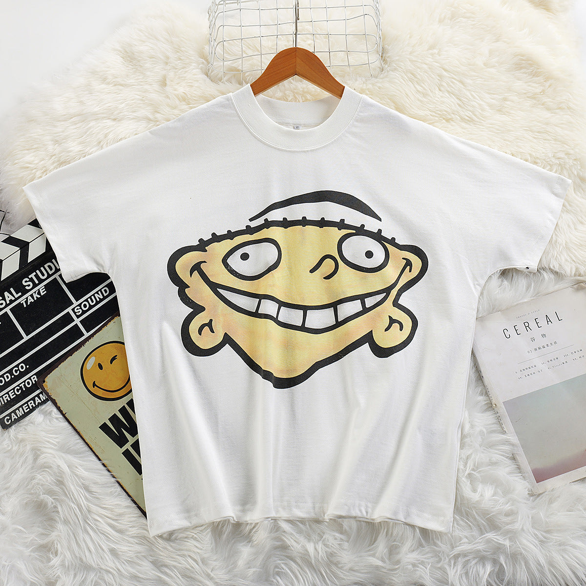 Billionaire Studios Cartoon Yellow Grin Character T-Shirt - White