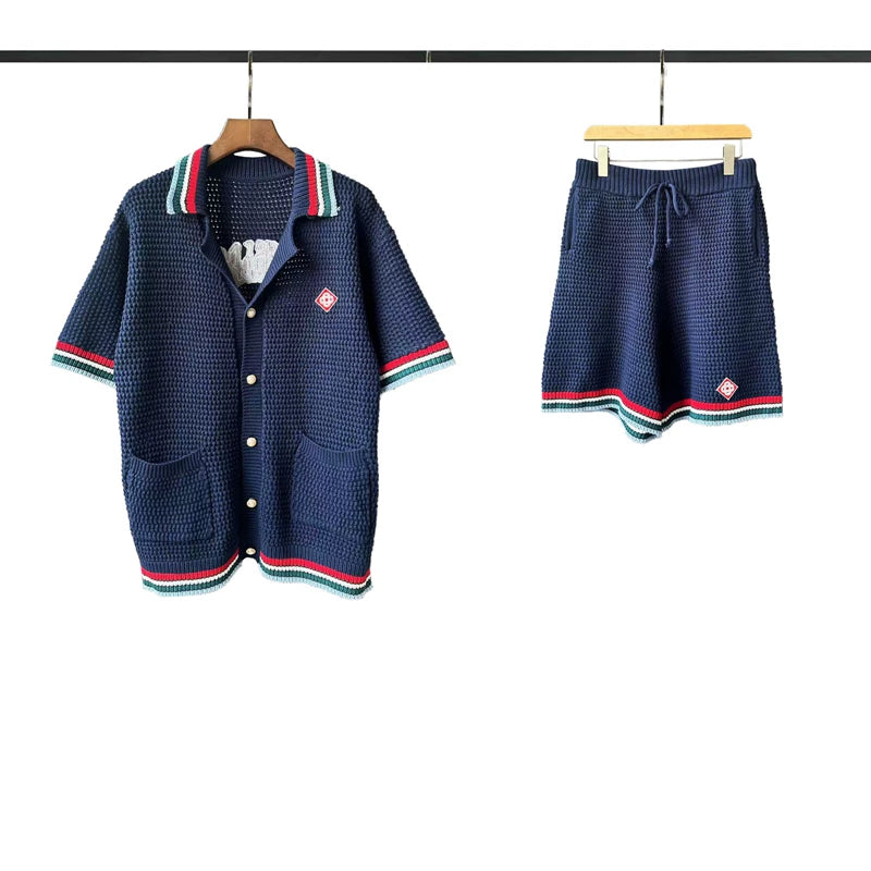 Casablanca Knit Set - Navy Blue / Red / White