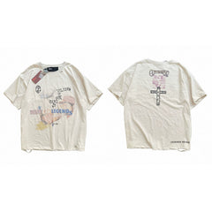 PALY Hollywood Cross & Art Graphic T-Shirt - Cream