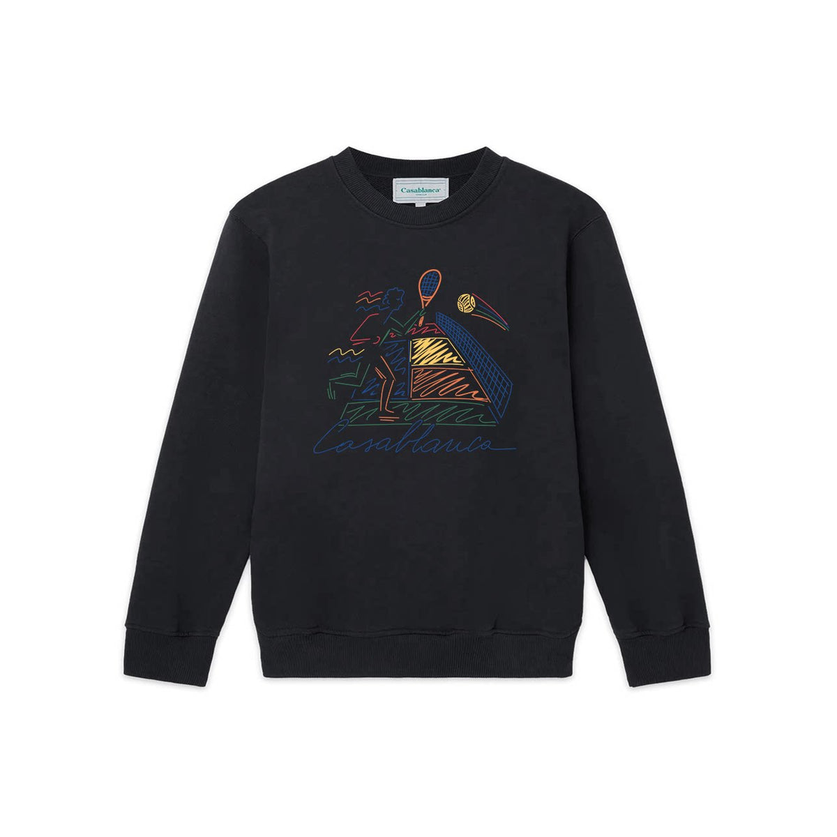 Casablanca Abstract Court Line-Art Sweatshirt - Black