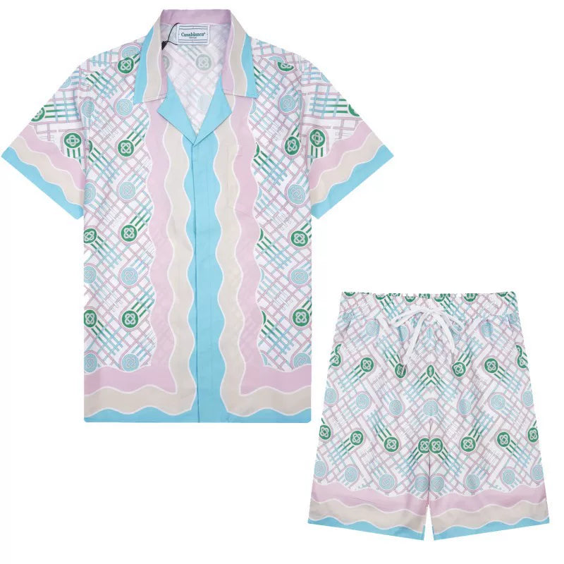 Casablanca Pastel Floral Medallion Set - Light Blue / Pink