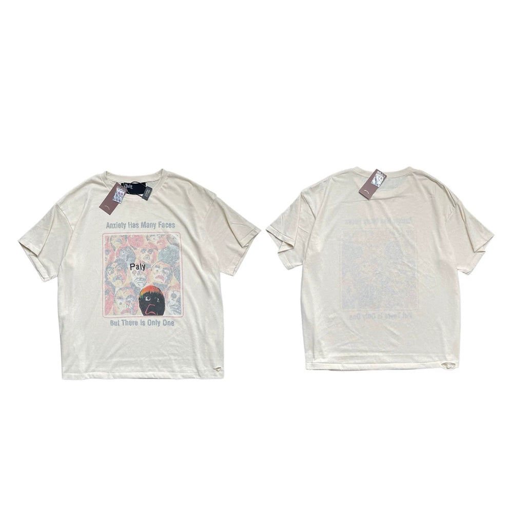 PALY Hollywood Multi-Face Art Graphic T-Shirt - Cream