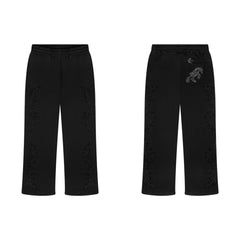 Derschutze Ornate Vine Embroidery Sweatpants - Black