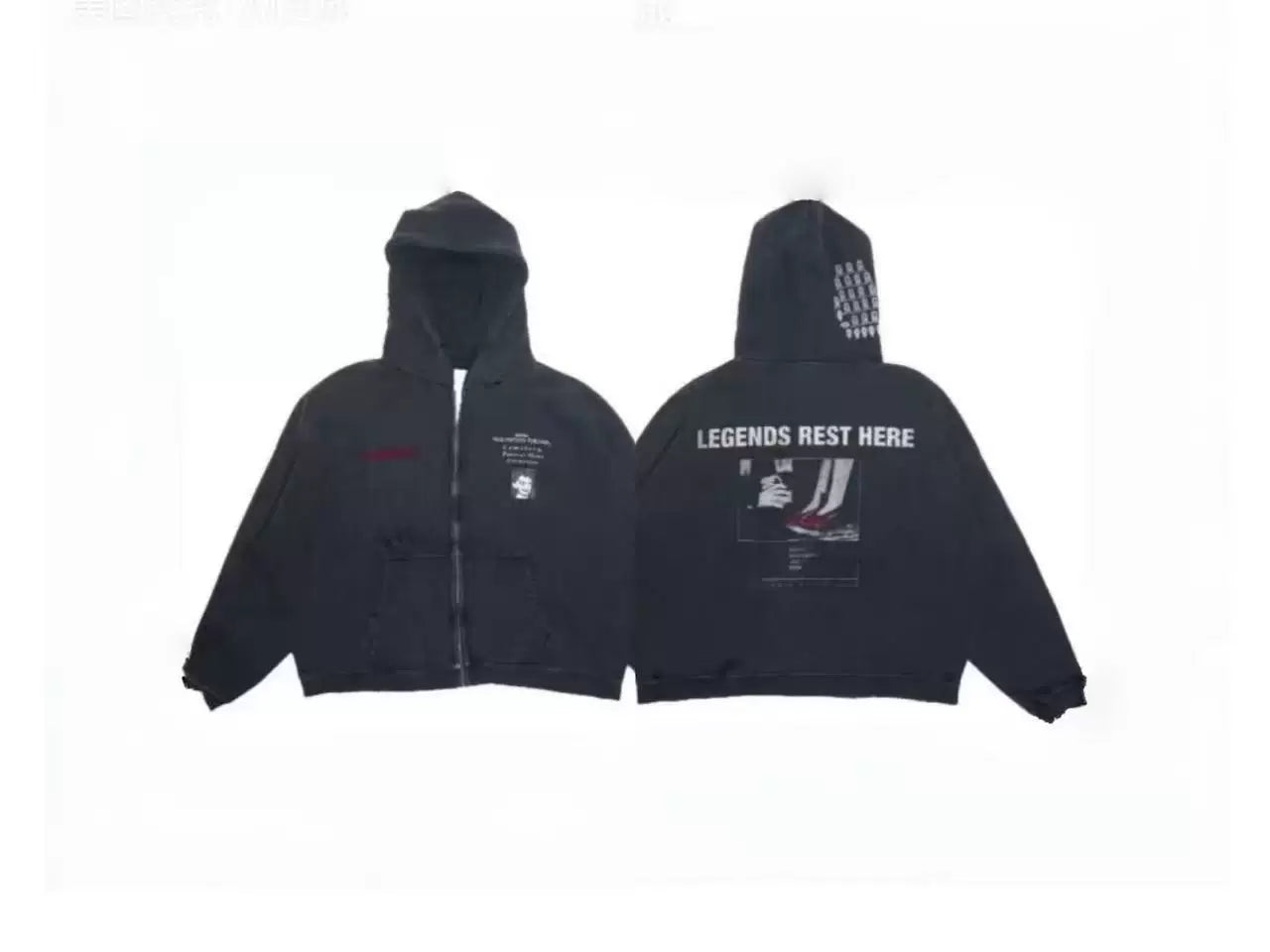 PALY Hollywood "Legends Rest Here" Vintage Zip-Up Hoodie - Black