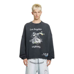 PALY Hollywood "Los Angeles" Vintage Graphic Sweatshirt - Black