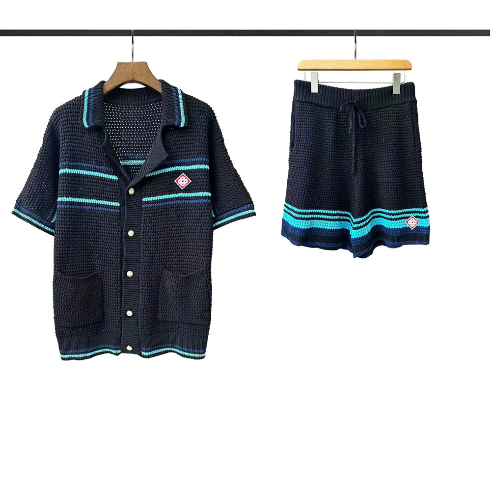 Casablanca Knit Set - Dark Charcoal / Turquoise