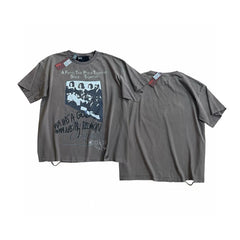 PALY Hollywood Vintage Band Photo & Slogan T-Shirt - Grey