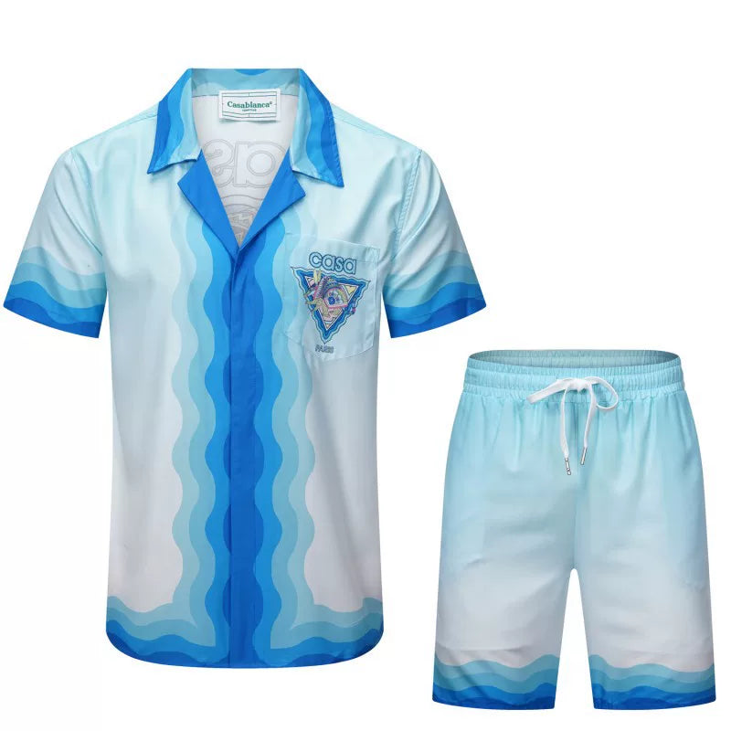 Casablanca Ocean Wave Gradient Set - Blue / White