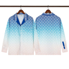 Casablanca Ombré Diamond Monogram Silk-Style Shirt - Blue