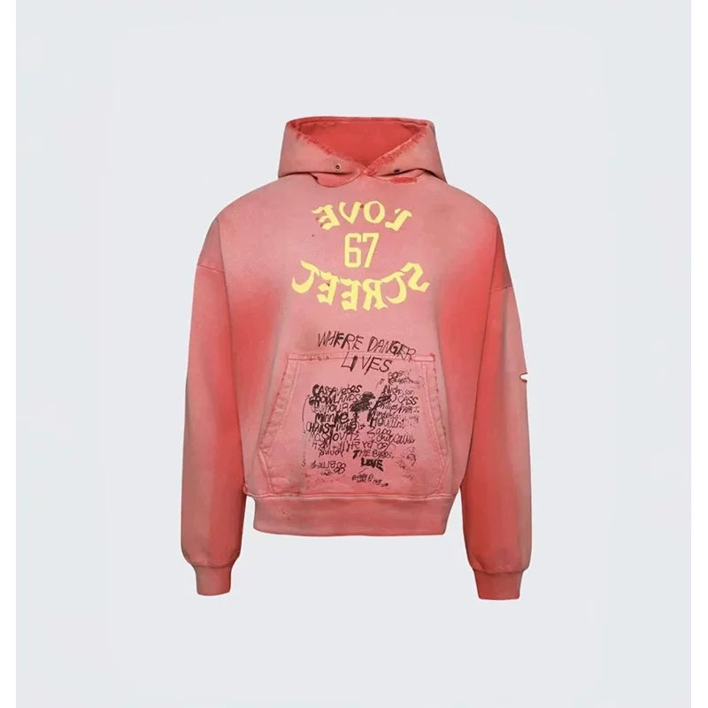 PALY Hollywood "Love Street" Gradient Graphic Hoodie - Red