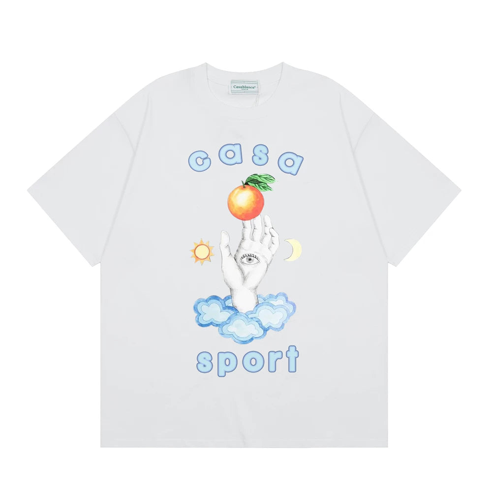 Casablanca Sport Hand & Orange Graphic T-Shirt - White