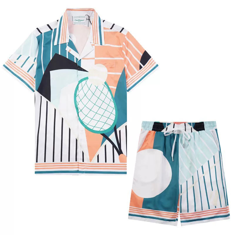 Casablanca Tennis Racquet & Pinstripe Set - Orange / Multi