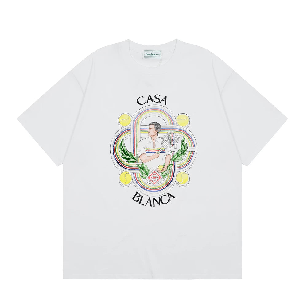 Casablanca Ornate Crest & Figure T-Shirt - White