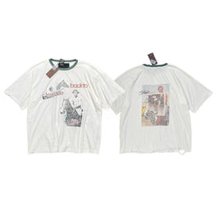 PALY Hollywood Green-Trim Vintage Equestrian T-Shirt - Cream