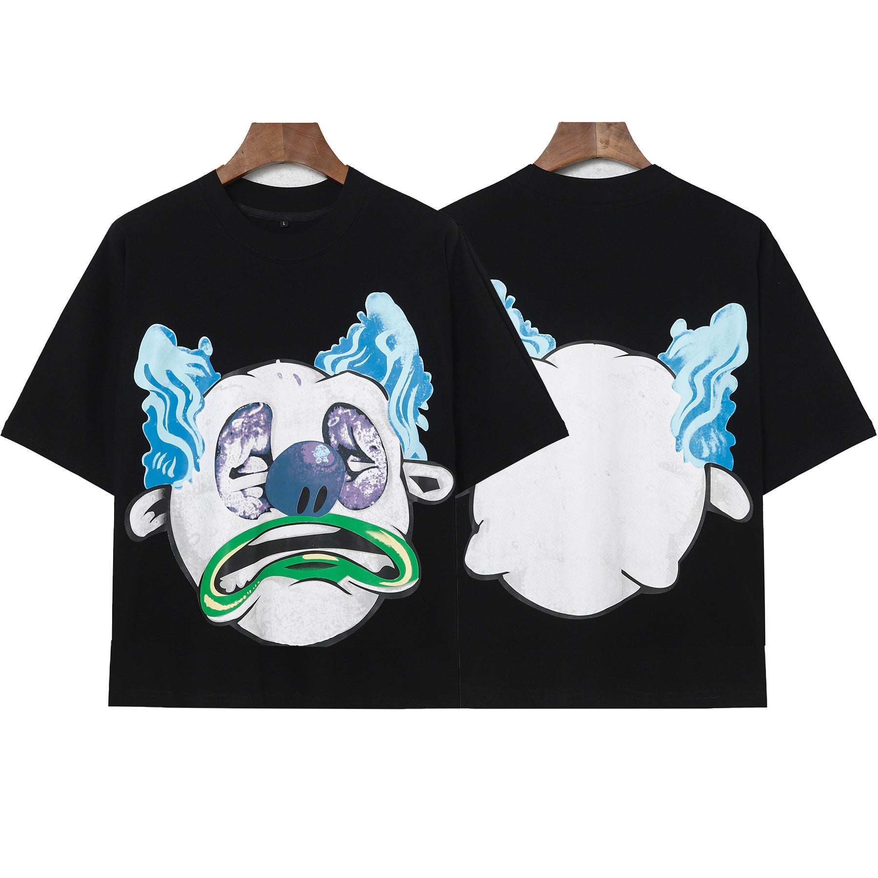 Billionaire Studios Blue Hair Crying Clown T-Shirt - Black